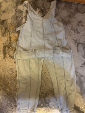 Free People Light Wash Women's Denim Overalls - Casual Blue Jeans